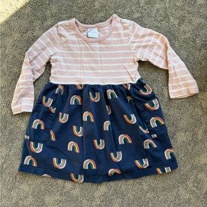 Hanna Andersson Striped Pink and Navy Rainbow Kids Dress
